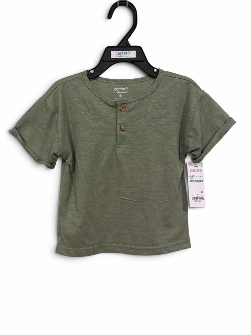 Carter's Toddler Short Sleeve Henley Shirt - Olive Green